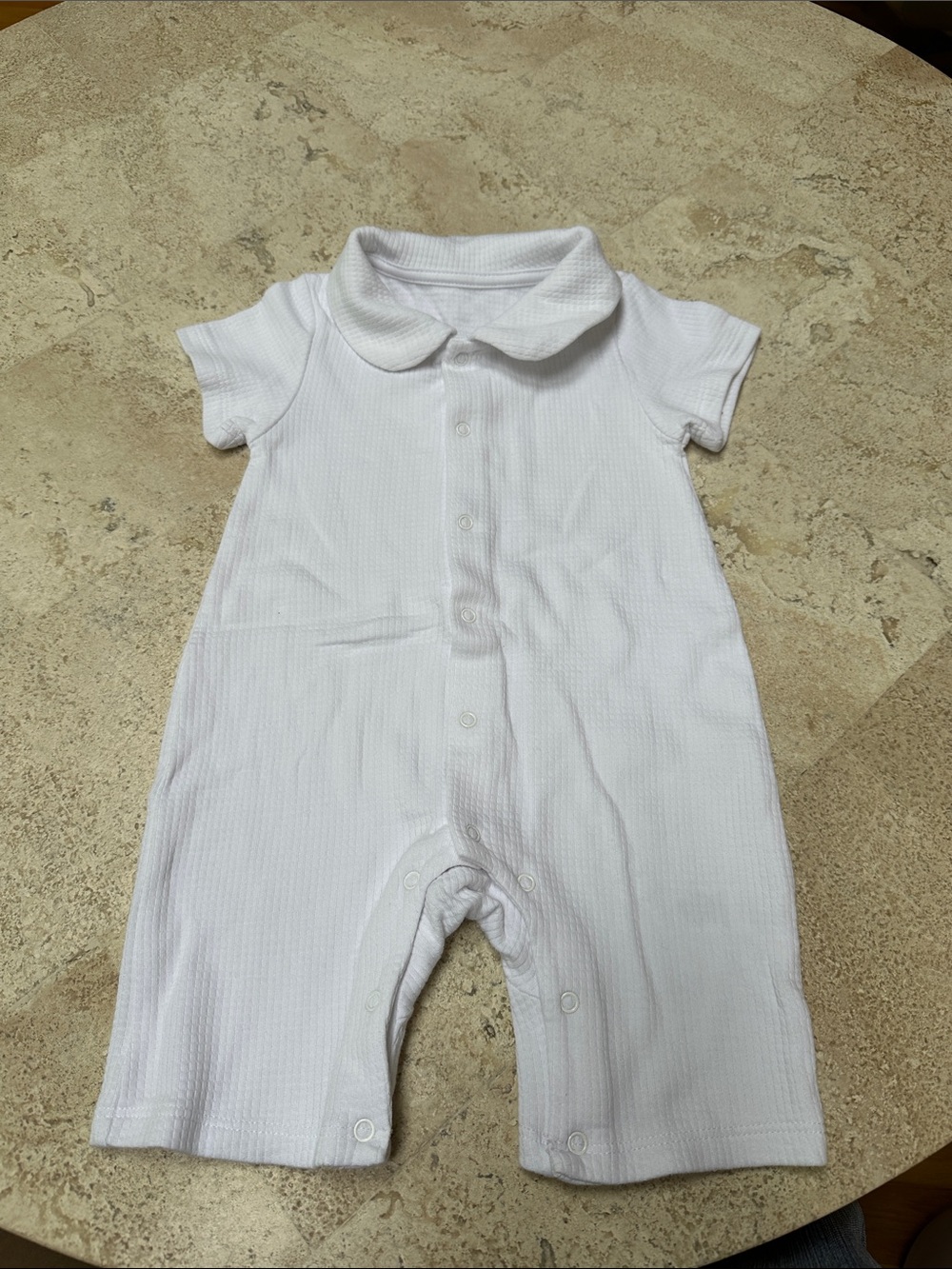 White Baby Short-Sleeve One-Piece Romper
